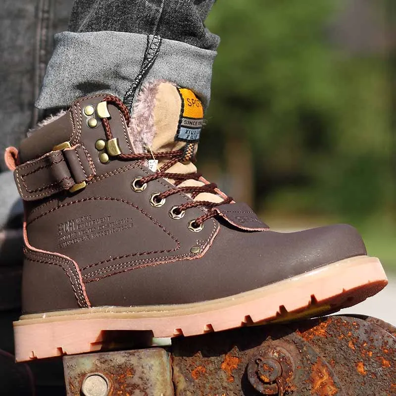 

Masorini 2019 New Men Shoes Winter Men Casual Fashion Snow With Fur Boots Comfortable Leather Boots for Hombre WW-739