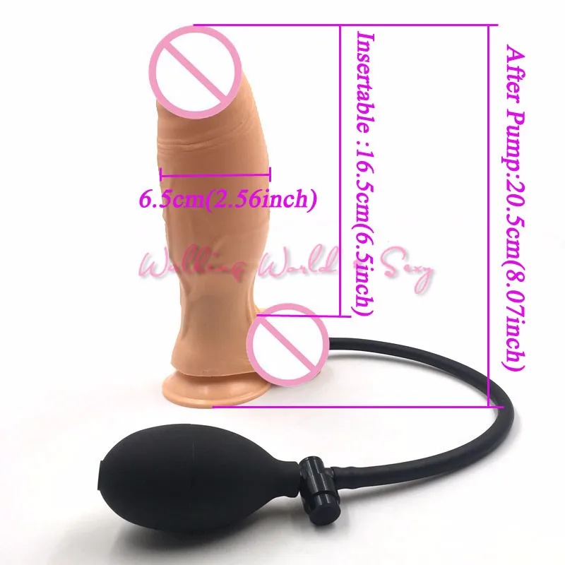 Flesh Inlatable Huge Dildo Pump Expandable Realistic Penis 20.56.5cm Big Dick With Suction Cup Adult Sex Products For Women Men (2)