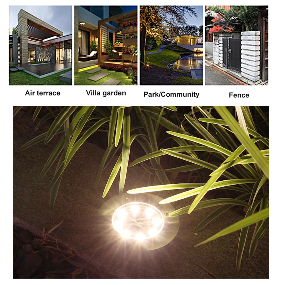 Lâmpada de Fundição de Alumínio Lâmpadas do Gramado Solar do Jardim Terraço e Jardim à Prova d' Água Convés Solar Enterrado Decoração 8leds Luz 8 À prova d' água 8LEDs luz convés