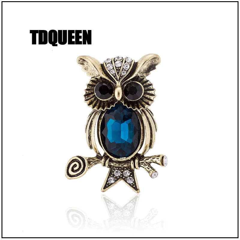 TDQUEEN Кристалл сова броши для женщин античный красивый значок модные булавки