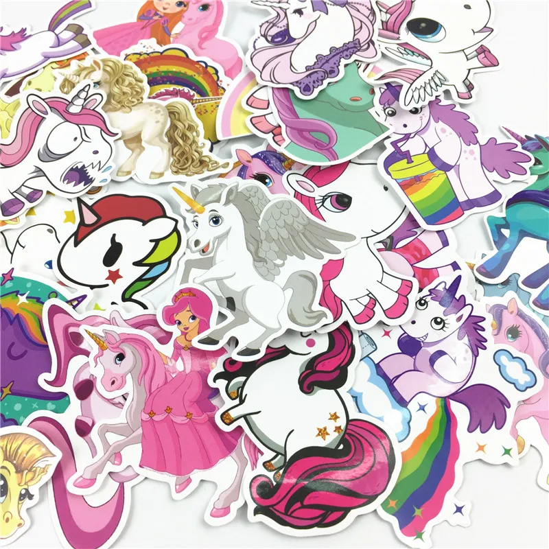 

30pcs/set lovely Unicorn Stickers for Car Luggage Bike Motorcycle Laptop Phone Mixed Cartoon PVC Waterproof Sticker