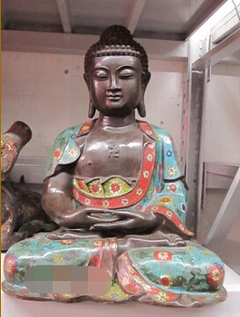 

xd 003161 19"China Tibet 100% Pure Bronze Cloisonne Amitabha qualities God Buddha Statue
