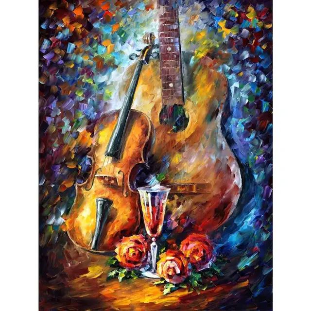 Lienzo pared imágenes pop art guitarra y violín paleta