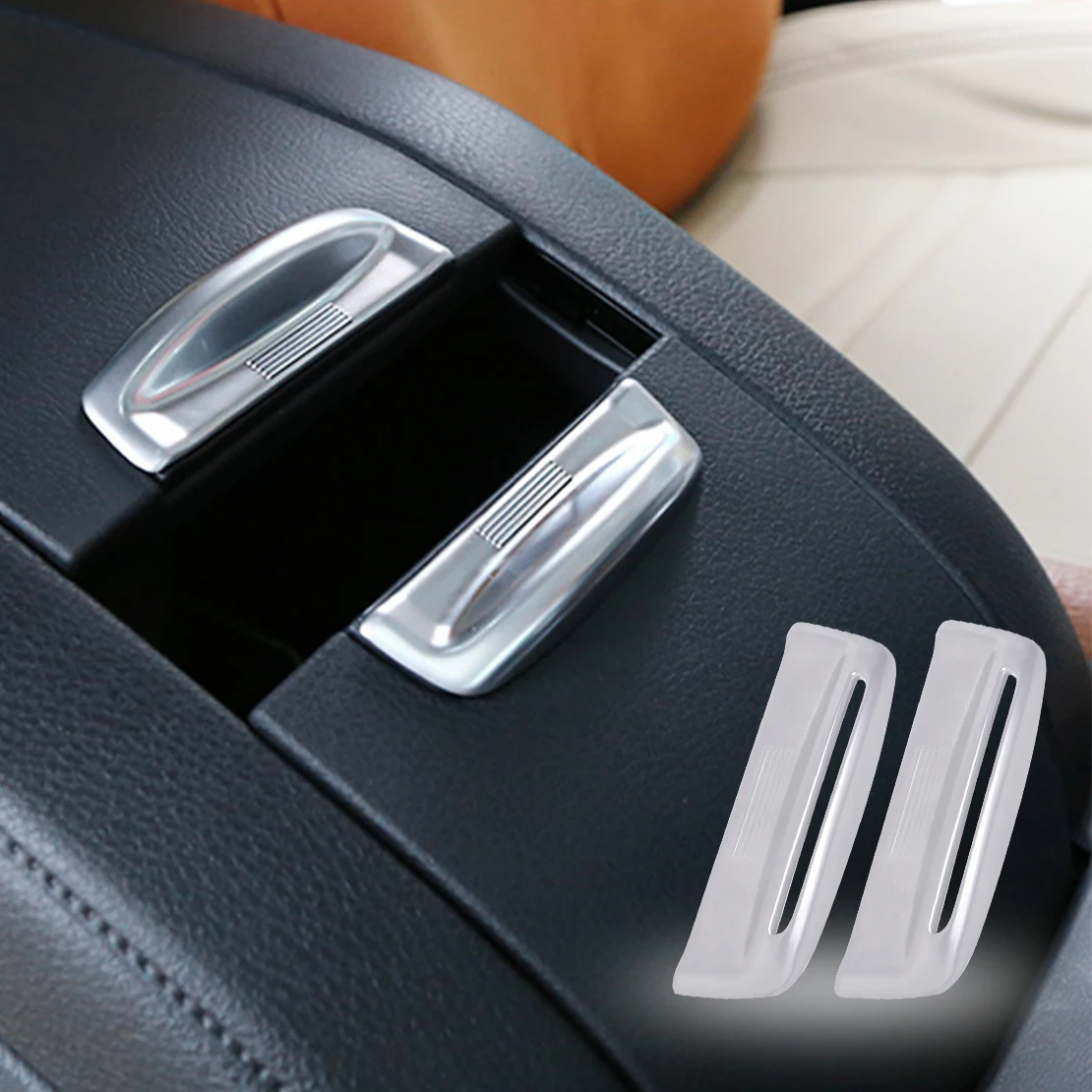 CITALL 2pcs Chrome Armrest Storage font b Box b font Cover Trim Fit for Toyota Highlander