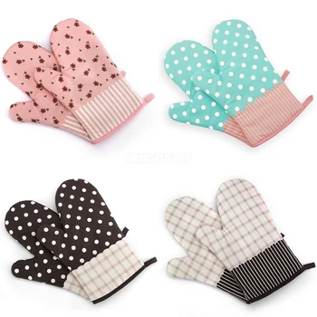 

200Pcs/Lot 2Pcs/Lot/Pair Polka Dot Oven Baking Heat Resistant Anti-slip Gloves Mitt