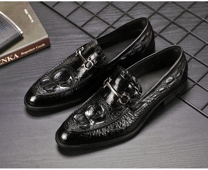 Men's Leather Casual Shoes' Oxfords Shoe Genuine Leather Shoes Men Formal Loafers Emboss Crocodile Casual Shoes Men Size 46 45   (2)