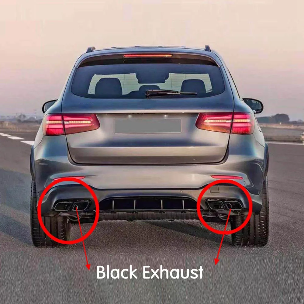 ПП задний бампер диффузор с выхлопными наконечниками для Mercedes-Benz GLC X253 Sport GLC43 SUV GLC250 GLC300 - Цвет: Black
