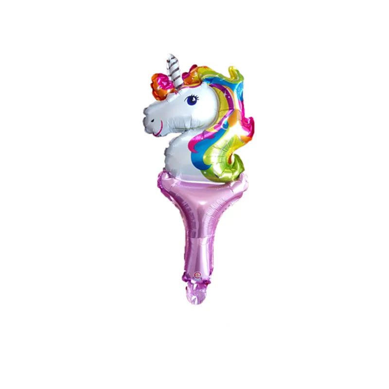 hand stick pink Фольгированные воздушные шары-единороги мультфильм животное шар DIY лошадь глобс воздушные шары на день рождения вечерние украшения Дети Единорог вечерние шары - Цвет: hand stick pink