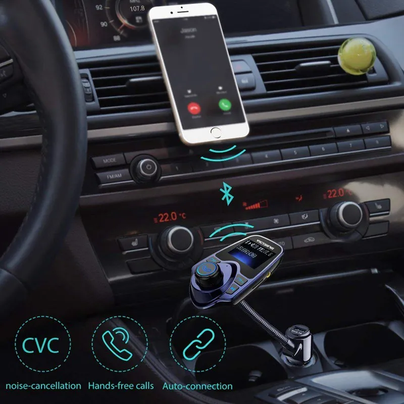 VicTsing Bluetooth FM передатчик автомобильный комплект 1 44 дюймов экран беспроводной