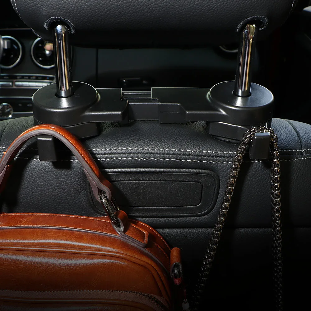 Onever Car Headrest Seat Back Hook Double Hook Sundries Hanger Bearing