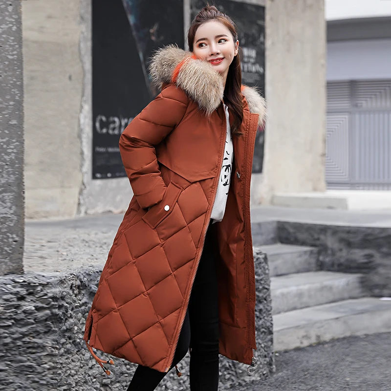 Parka Long La Femmes Beige Épais 2018 Veste gris Ouatée noir Col Grand Hoode Nouvelle Green Mince marron Manteau dark rouge D'hiver army bleu Taille Fourrure Plus Red Femelle De Coton wTTIHtq