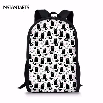 

INSTANTARTS Cute 3D Cartoon Animal Cat Printing Schoolbags for Teenage Girls Boys Casual Middle School Students Lap-top Bookbags