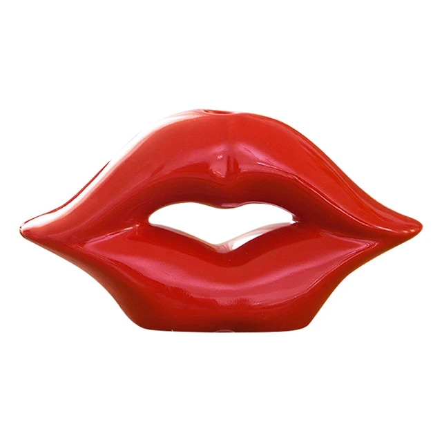 Romantic Red Lips Vase Simple Creative Ceramic Vase Decoration European