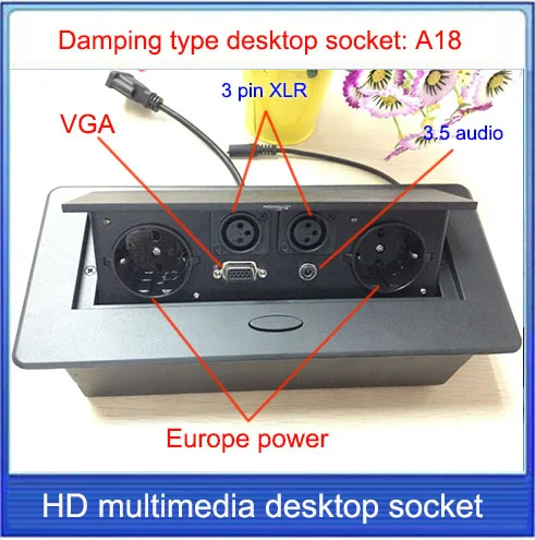 

EU plug Tabletop socket /hidden/ XLR VGA 3.5 audio Information outlet /Office conference room High-grade desktop socket /A18