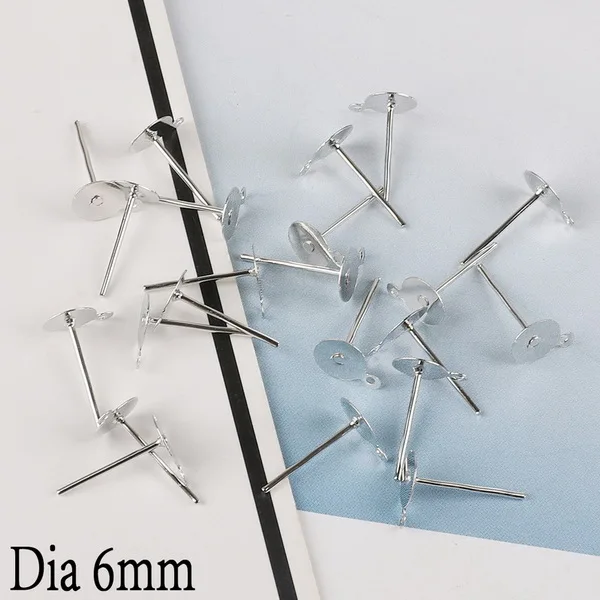 6mm without plug RH Железный 100 шт./упак. диаметром 6 8 10 мм* 12 мм серьги-подвески в форме прокладки с жемчужной сережкой штекер круг выводы для сережек для изготовления ювелирных изделий - Цвет: 6mm without plug RH