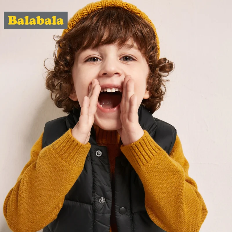 

Balabala Toddler Boy Lightweight Down Vest with Small Stand-up Collar Children Kid Puffer Vest with Slant Pocket Snap Closure