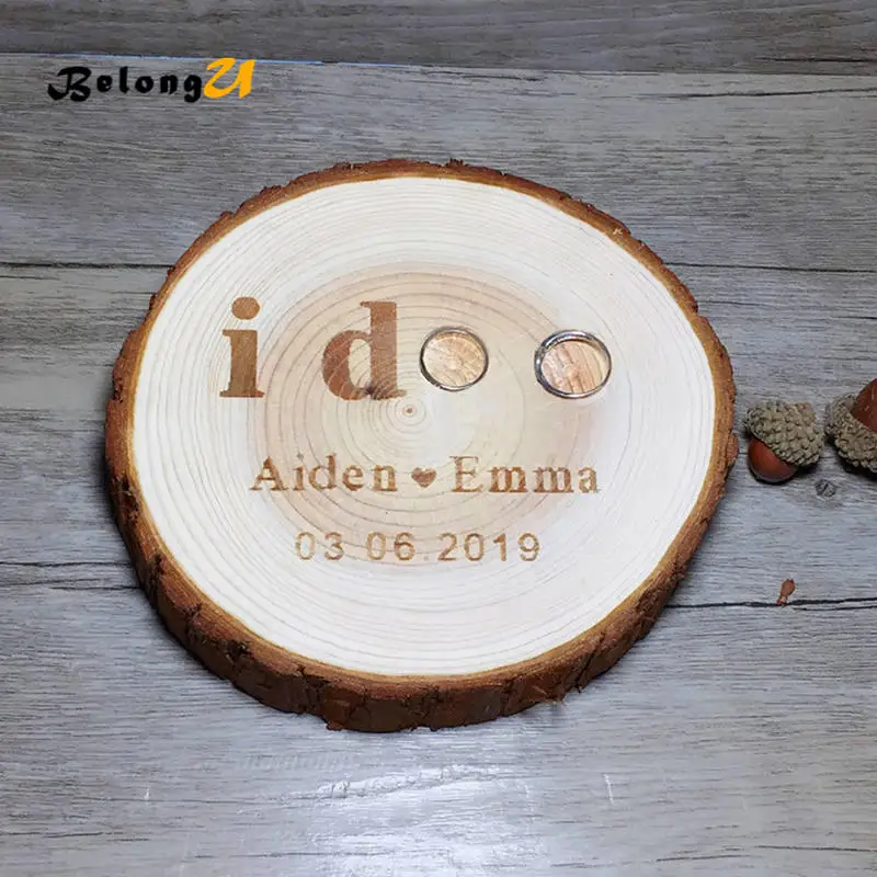 Personalized Custom Wood Ring Pillow -MUW-286-06