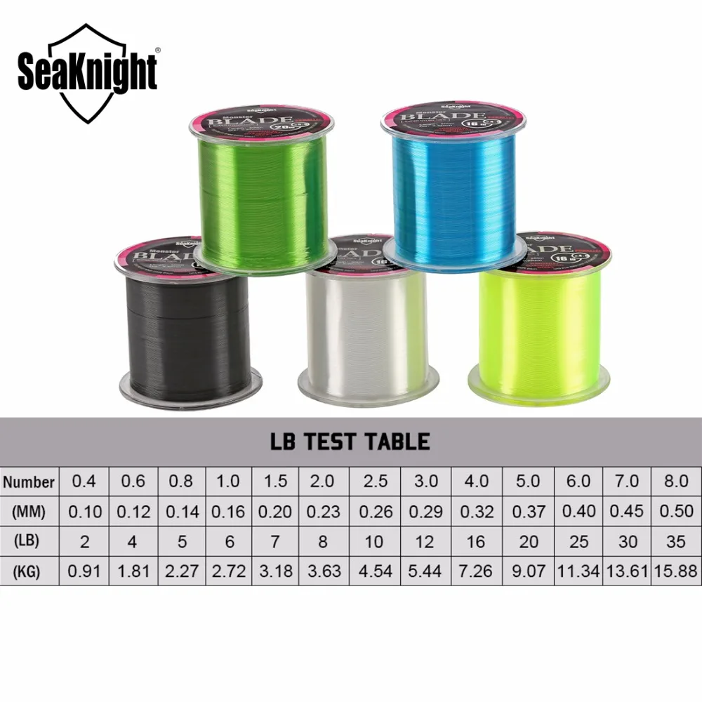 Ligne monofilament SeaKnight Blade 500m nylon japonais 2-35LB - Matériau premium pour pêche à la carpe et pêche en mer