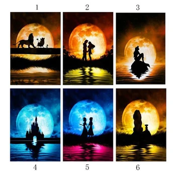 

DIY Diamond Painting Cross Stitch Cartoon The Lion King Full Diamond Embroidery Princess Prince Decorative Painting