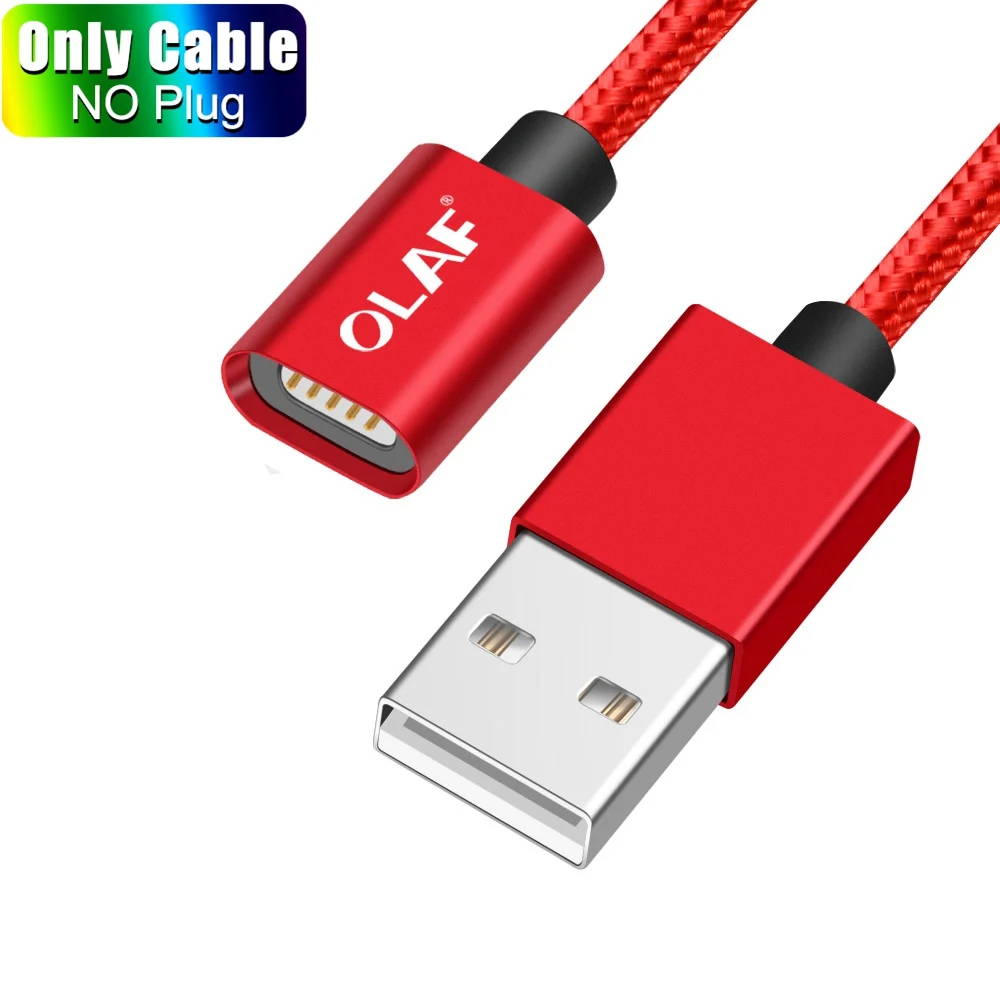 Олаф магнитное зарядное устройство usb type C Micro USB кабель провод для быстрой зарядки штекер type-C Магнитный кабель для iPhone samsung Xiaomi huawei - Цвет: Red Cable No Plug