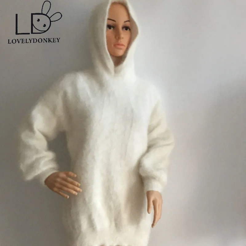 Женский кашемировый свитер LOVELYDONKEY вязаный пуловер с капюшоном бесплатная