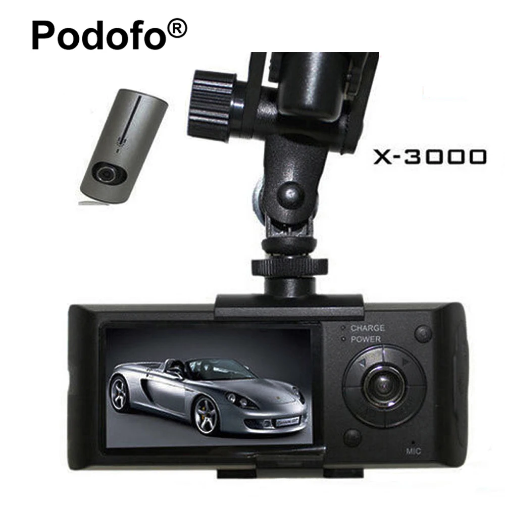 Podofo Автомобильный видеорегистратор с двумя объективами X3000 R300, видеорегистратор с gps g-сенсором, 140 градусов, широкий угол обзора, 2,7 дюймов