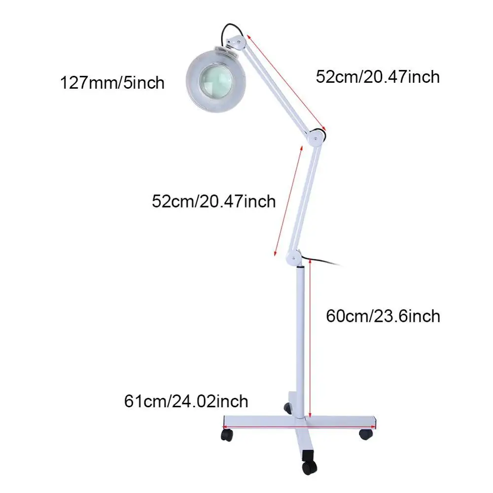 Подставка косметика, макияж 5x увеличительная освещенная увеличительная лампа Напольный СВЕТОДИОДНЫЙ светильник тату салон Макияж Уход за кожей лампа с зажимом - Цвет: Белый