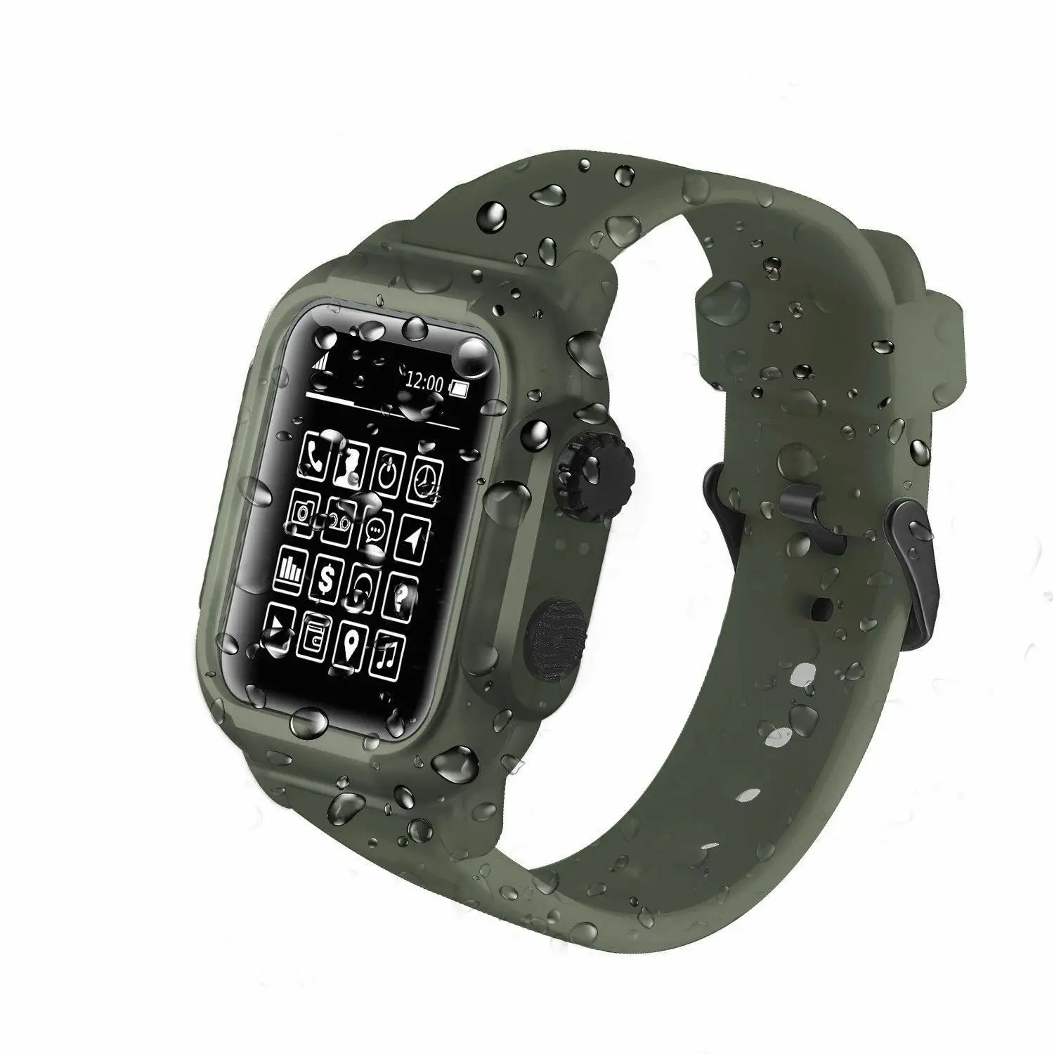 애플 워치 밴드용 소프트 실리콘 스포츠 스트랩, 42mm 44mm, 방수, 풀 워치 케이스, 애플 워치 시리즈 2, 3, 4, 5 용 커버