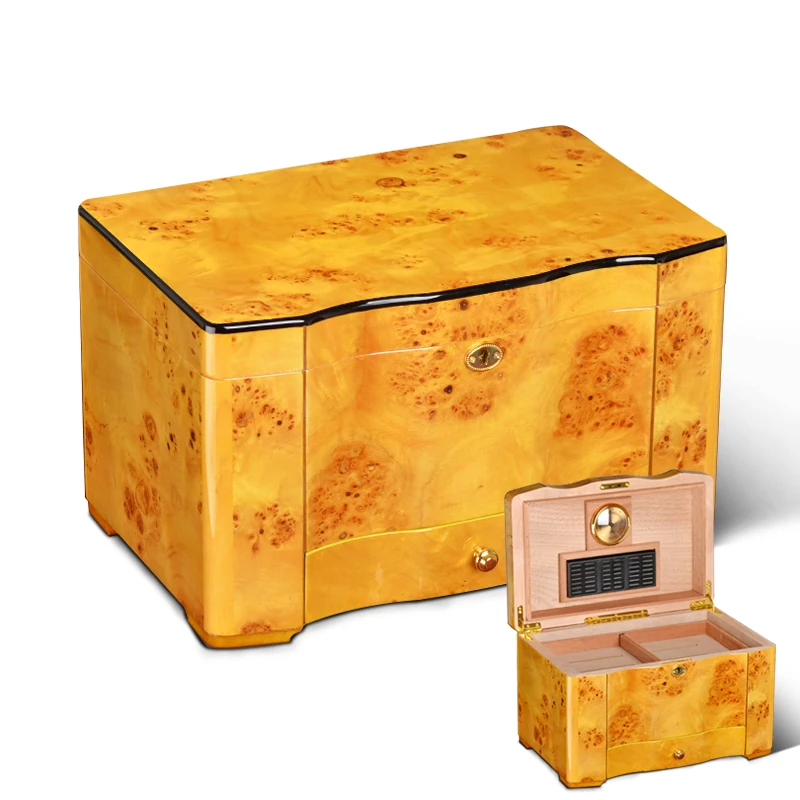 High Quality Transparent Glass Top Red Cedar Wood Cigar Humidor Storage Box with Humidifier Hygrometer High Quality Transparent Glass Top Red Cedar Wood Cigar Humidor Storage Box with Humidifier Hygrometer