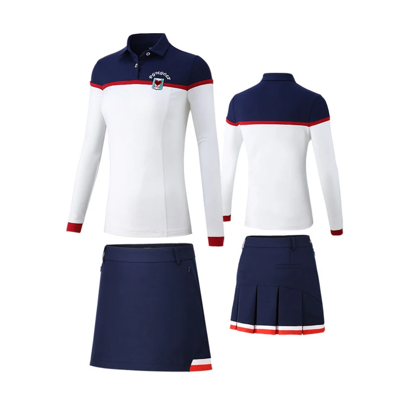 PGM جولف الملابس الإناث قصيرة مقسمة الصيف امرأة مطوي تنس البسيطة تنورة تي شيرت بطانة XS SML XL