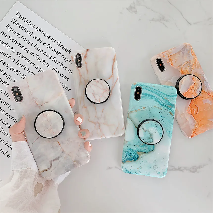 

marble matte Case For iPhone X Xs Max XR Silicone Soft TPU Cover For iPhone 8 7 plus 6 6S plus luxury case coque with holder