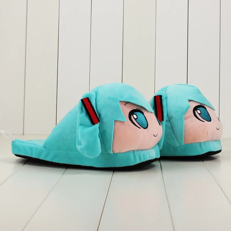 11 дюймов 28 см Hatsune Miku плюшевые тапочки Miku обувь для девочек Теплые зимние мягкие туфли тапочки для взрослых в стиле аниме