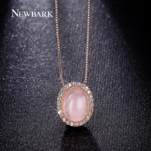 NEWBARK Cute Pink Necklaces & Pendants Retro Donna Collier Ethnique Girls Opal Stone Necklace For Women Fashion Jewelry