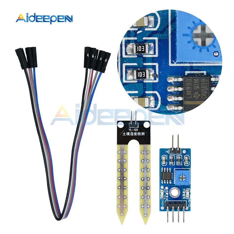 Модуль датчика влажности почвы с кабелем Dupont для смарт автомобиля Arduino 3 В 5 в