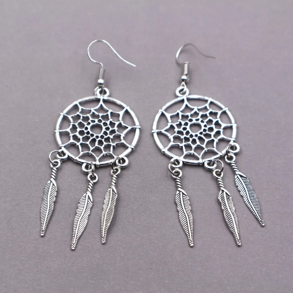 

1pair Silver Dreamcatcher Earrings Dreamcatcher Silver Earrings Festival Jewelry Bohemian Earrings Boho Jewellery