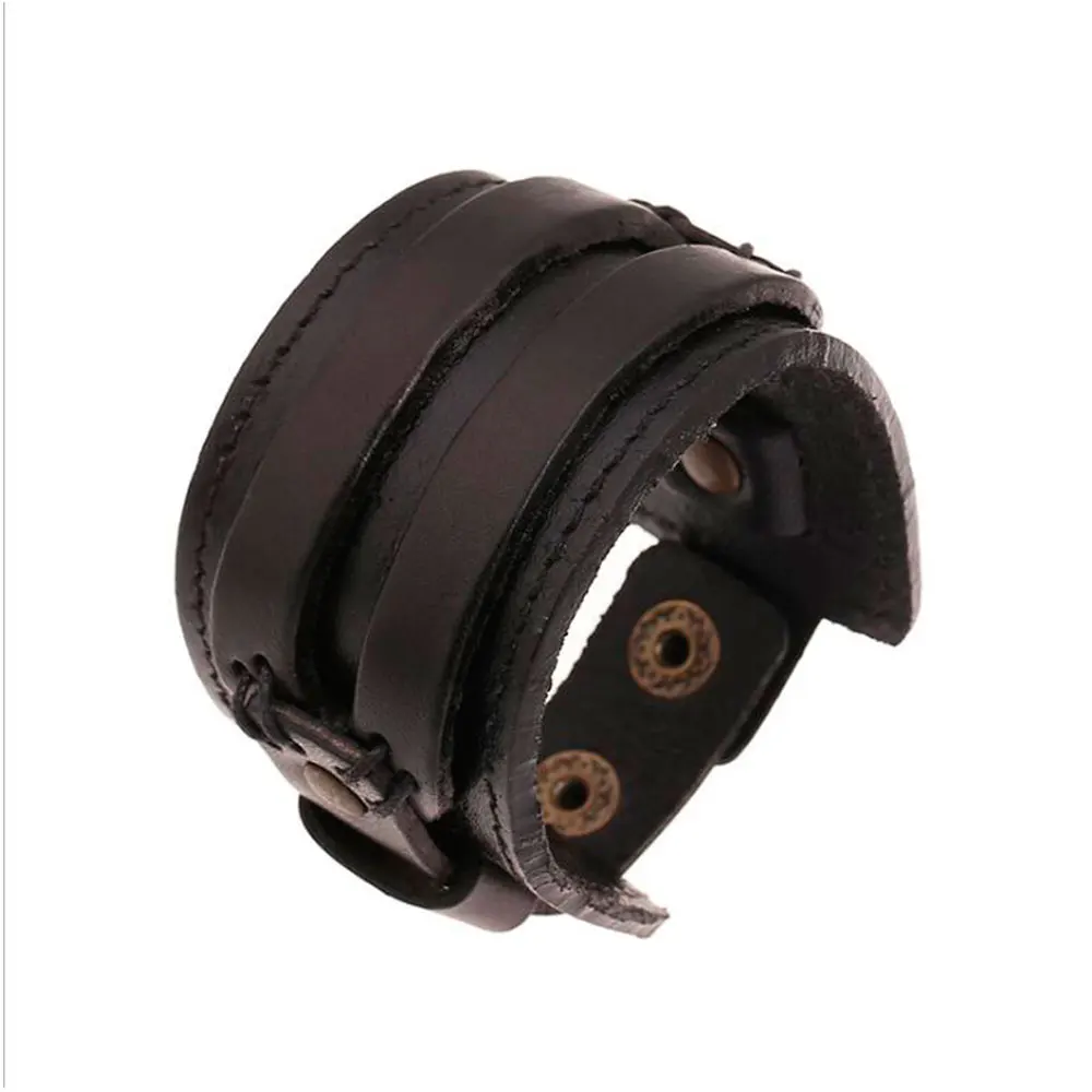 Высокое качество Ретро из натуральной кожи широкий браслет мужские и женские антикварные унисекс ювелирные аксессуары стимпанк стиль браслет