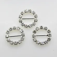 

10pcs/lot 16mm Round Rhinestone Buckles Ribbon Slider Women Clothing for Wedding Invitation Card Hair Craft Accessories