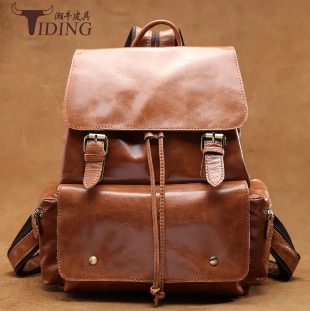 

women men cow leather brown backpack bags 2018 new man unisex fashion brand genuine leather casualtravel luggage bag backpacks
