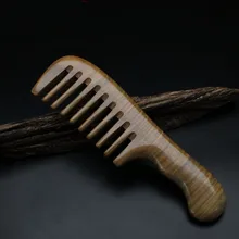 Новая Прямая щетка для волос Чистое Натуральное зеленое сандаловое дерево расчески тонкая круглая ручка Широкие зубы массаж оздоровительная расческа