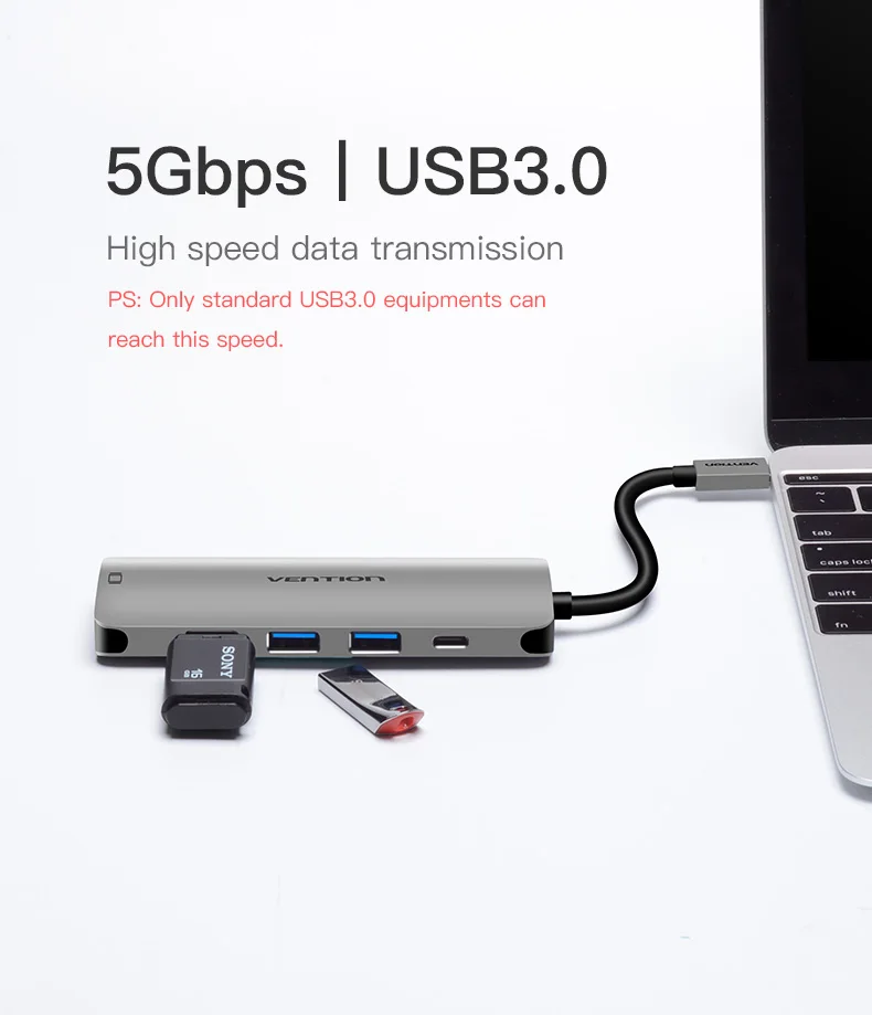 Vention USB C концентратор USB-C HDMI type C PD 3 USB 3,0 разветвитель адаптер для MacBook samsung Galaxy S9/S8/S8+ mate 10 концентратор USB type C