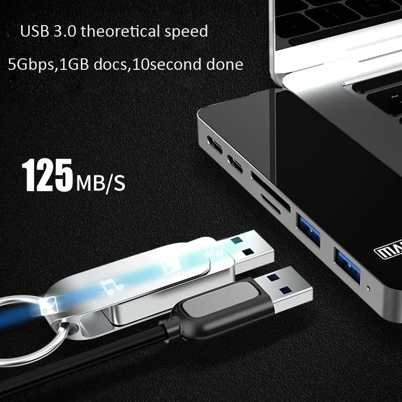 Двойной Концентратор типа c 4K 60HZ HDMI SD TF высокоскоростной кардридер адаптер для macbook Pro