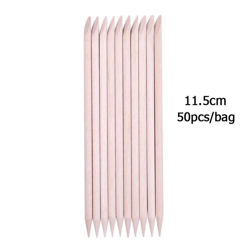 50pcs 100 шт./компл. 50 шт./компл. нажмите с силой так, кисть с двойным концом Nail Art дерево нажатие ручки палочки для отодвигания кутикулы Педикюр Набор инструментов - Цвет: 50pcs