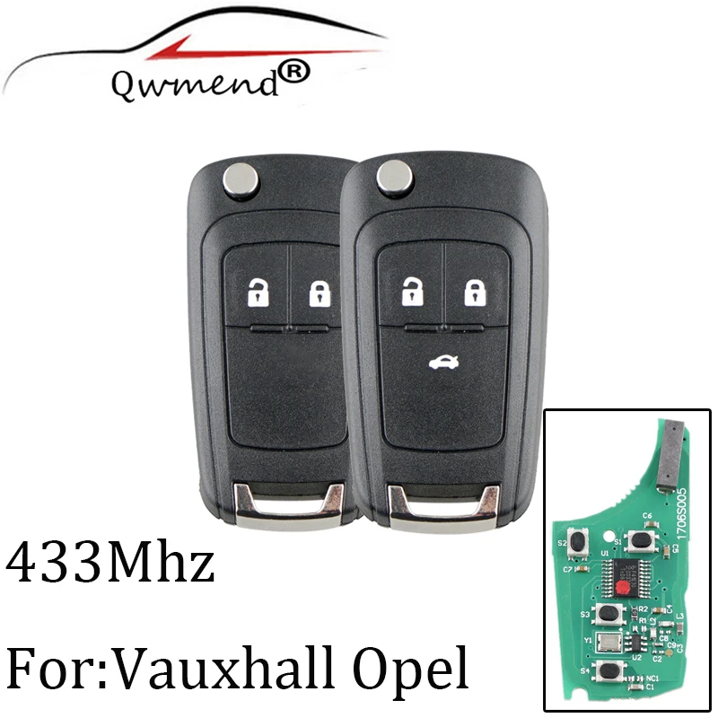 2 кнопки 433 Мгц дистанционный ключ для Opel Vauxhall Astra J Corsa E Insignia Zafira C 2009 2015 чип