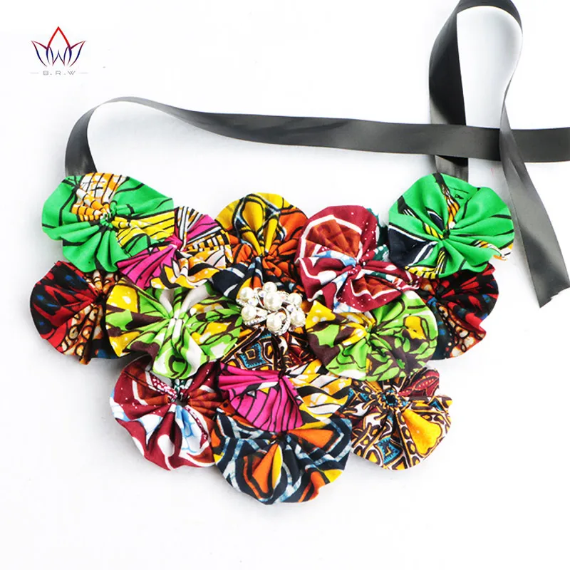 

BRW Fashion African Necklaces False Tie for Women Vintage Flower Collares Pearl Jewelry Accessories Ladies Gift WYB09