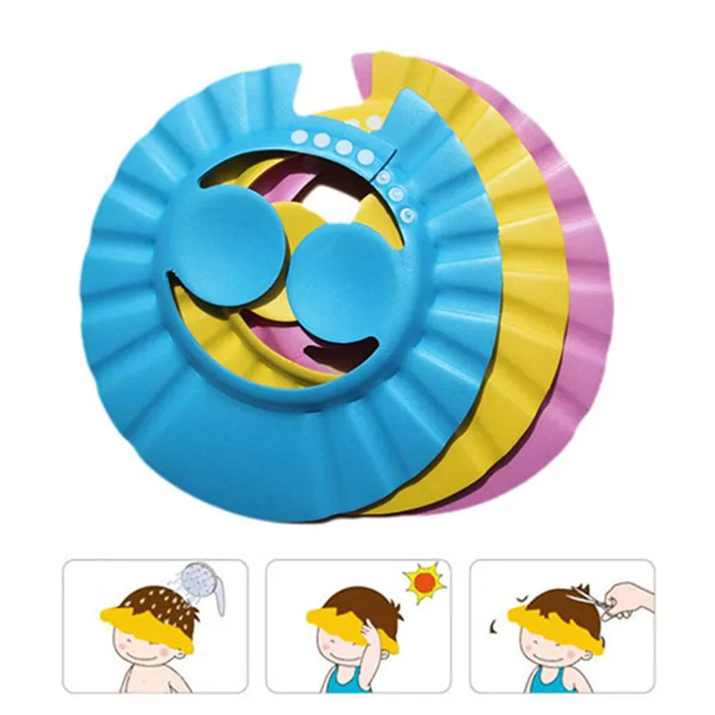 Luckyfine 1 шт. Детский Шампунь Душ Кепки ванна шляпа защитить ухо мягкие Кепки s регулируемые резиновые инструменты для ванны