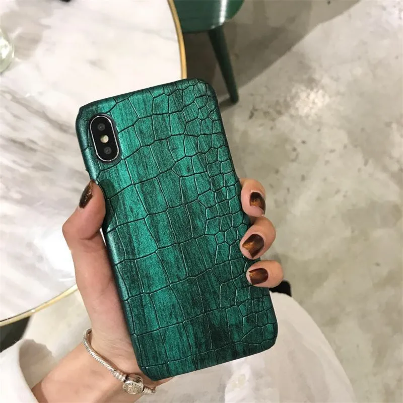 Crocodile Skin Pattern Luxury Phone Case for iPhone XS MAX Case for iPhone X XR 6 6S 7 8 Plus Case Vintage Hard PU Leather Cover04
