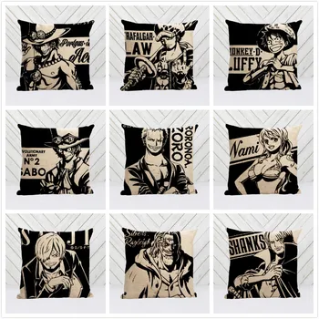 

Popular Anime ONE PIECE luffy ace zoro nami shanks Style Nice Throw Square Pillow Cover Creative Personalized Unique Pillowcase