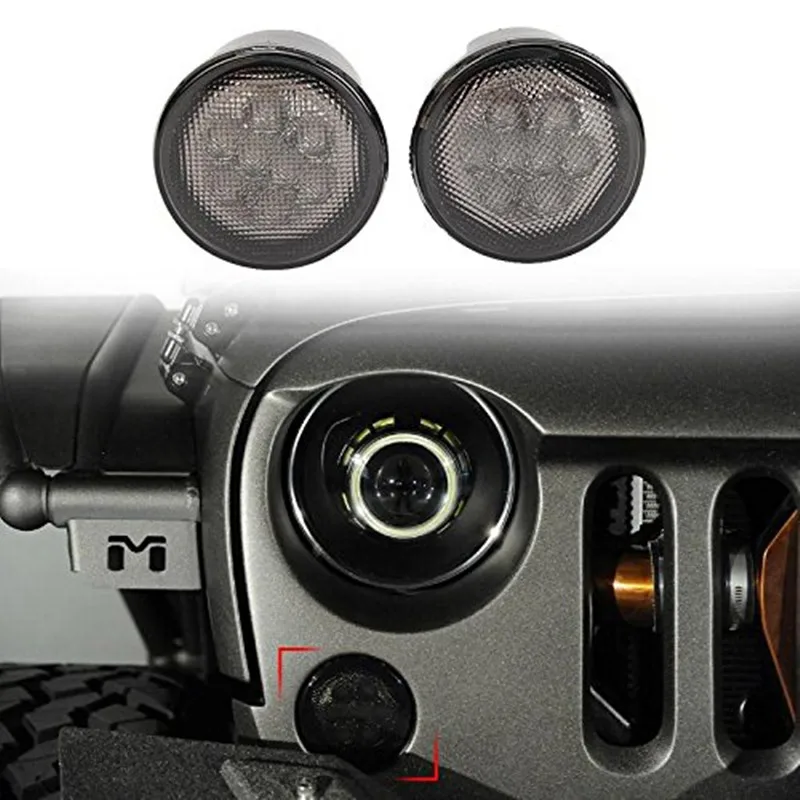 2PCS LED Grille Front Bumper fog Turn signal Lights for Jeeps Wrangler