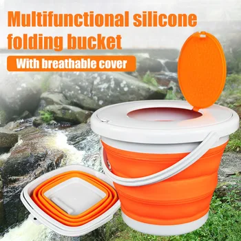 

New Collapsible Plastic Bucket Pail Fishing Bucket Portable Outdoor Travelling Bait Buckets with Lid LMH66