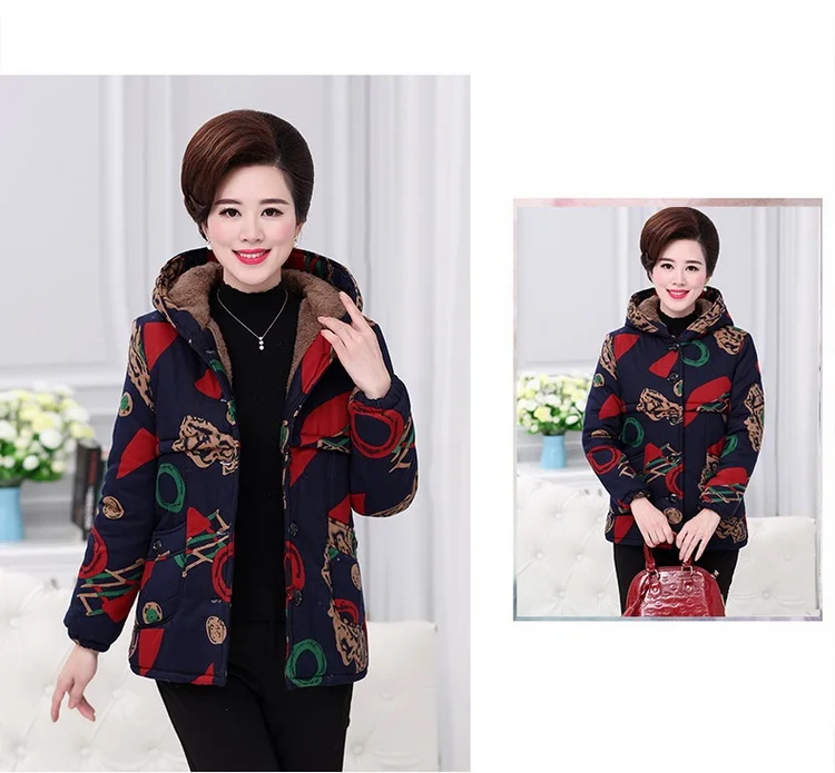 Large size Winter jacket Middle-aged women's clothing NEW Add wool Warm cotton-padded jacket Thickening Women winter coat K2902